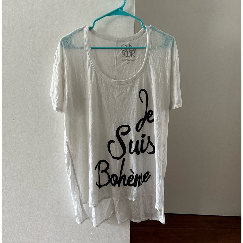 NWOT Chaser Je Suis Boheme white t-shirt
